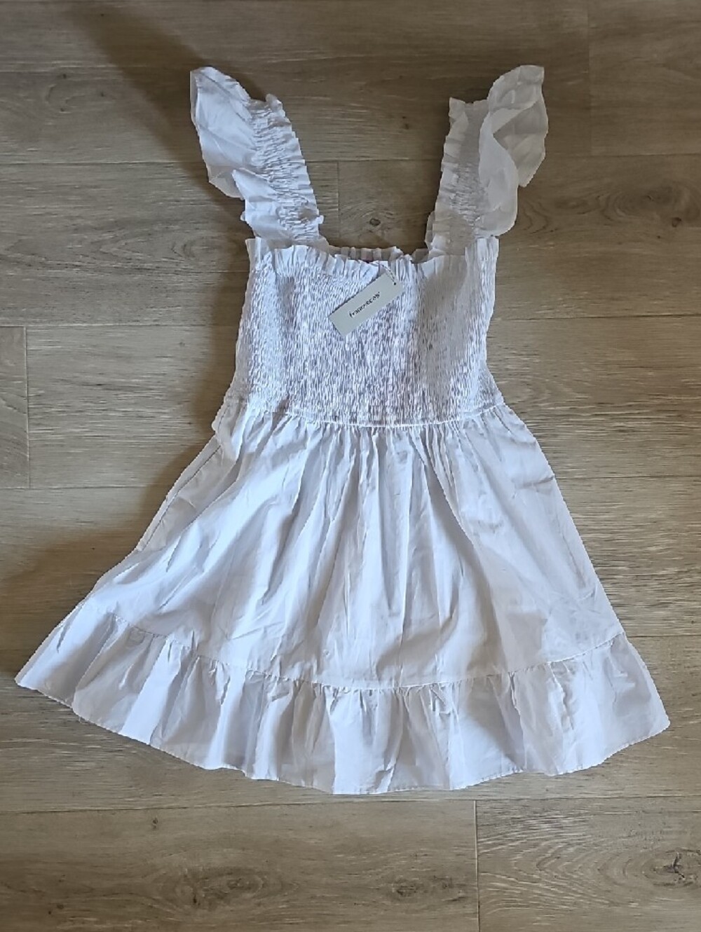 miami White Ruffle Smocked Mini Dress - Picture 2 of 11